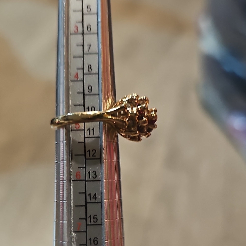 Elegant Gold Plated and Red Gemstone Ring - Picture 5 of 5
